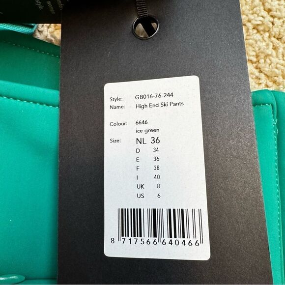GOLDBERGH WOMEN'S HIGH END SALOPETTE SKI PANTS BIB ICE GREEN TEAL US 6 NWT - Picture 4 of 10